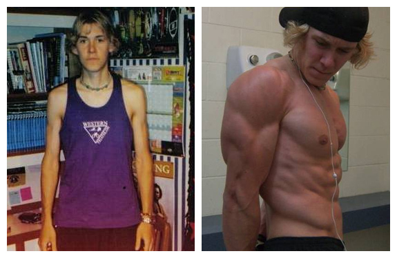 Paul Valiulis before and after his Scrawny To Brawny Transformation